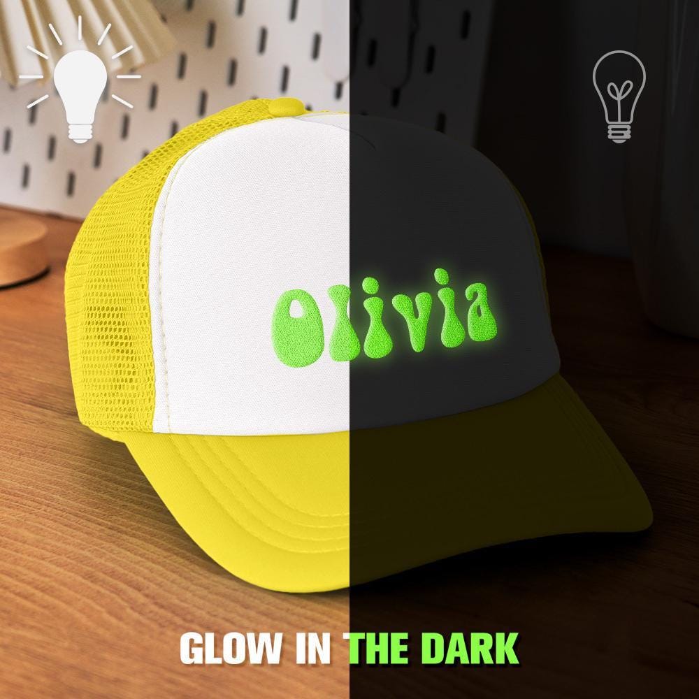 Custom Puff Print Trucker Hat - Personalized Glow-in-the-Dark Foam Caps for Adults, Ideal Back to School Gift & Accessories