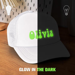 Custom Puff Print Trucker Hat - Personalized Glow-in-the-Dark Foam Caps for Adults, Ideal Back to School Gift & Accessories