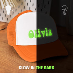 Custom Puff Print Trucker Hat - Personalized Glow-in-the-Dark Foam Caps for Adults, Ideal Back to School Gift & Accessories