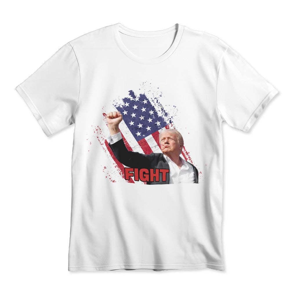 Fight! Donald Trump T-Shirt - Make America Great Again Tee, Funny Trump Shot Fight Shirt, Political Humor Gift, Unisex Tee