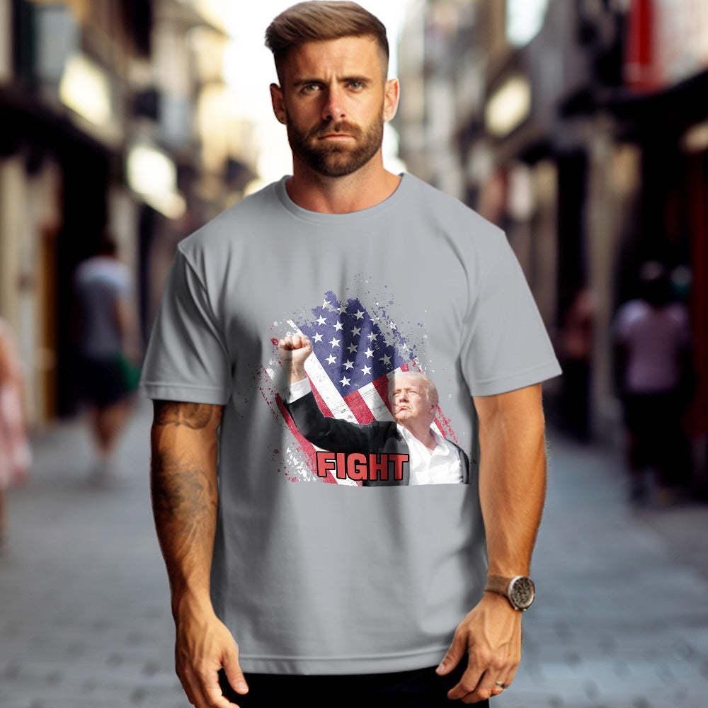 Fight! Donald Trump T-Shirt - Make America Great Again Tee, Funny Trump Shot Fight Shirt, Political Humor Gift, Unisex Tee