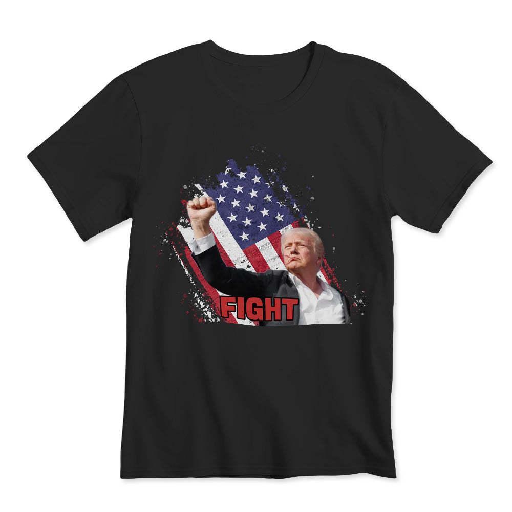 Fight! Donald Trump T-Shirt - Make America Great Again Tee, Funny Trump Shot Fight Shirt, Political Humor Gift, Unisex Tee