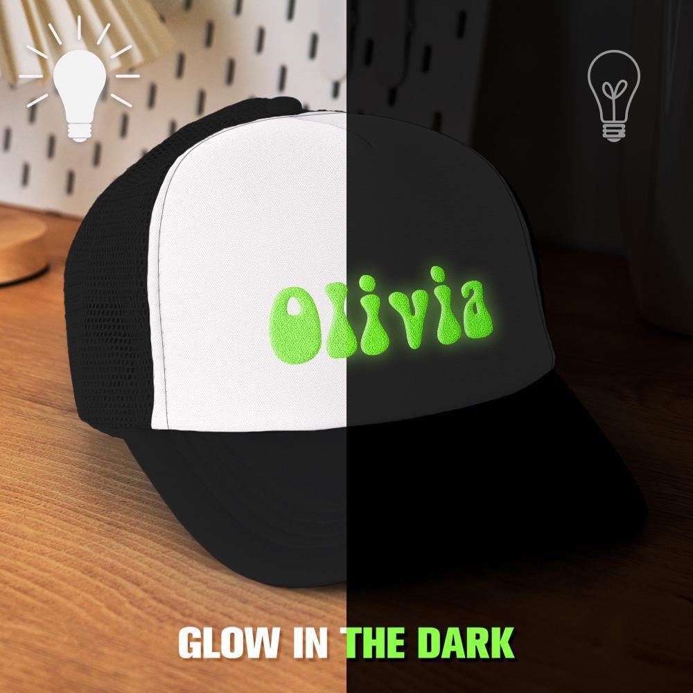 Custom Puff Print Trucker Hat - Personalized Glow-in-the-Dark Foam Caps for Adults, Ideal Back to School Gift & Accessories