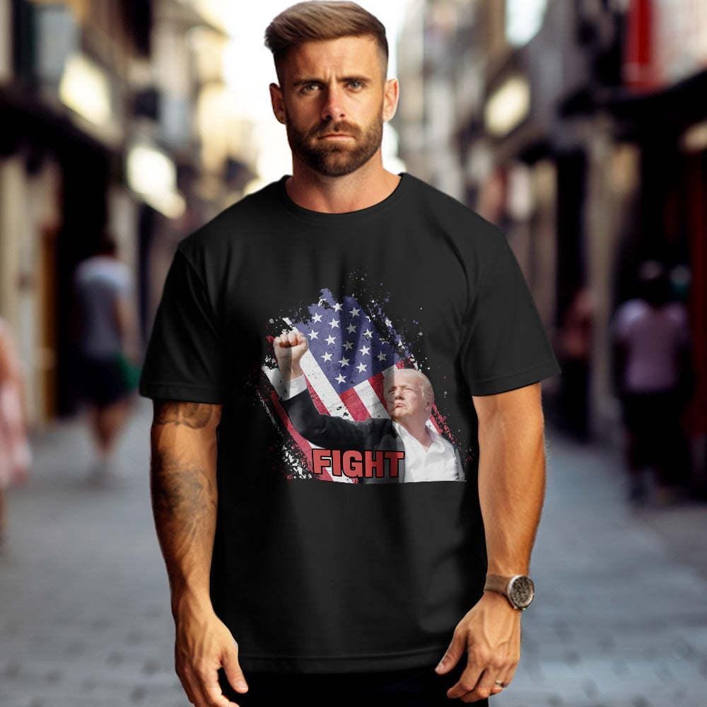 Fight! Donald Trump T-Shirt - Make America Great Again Tee, Funny Trump Shot Fight Shirt, Political Humor Gift, Unisex Tee