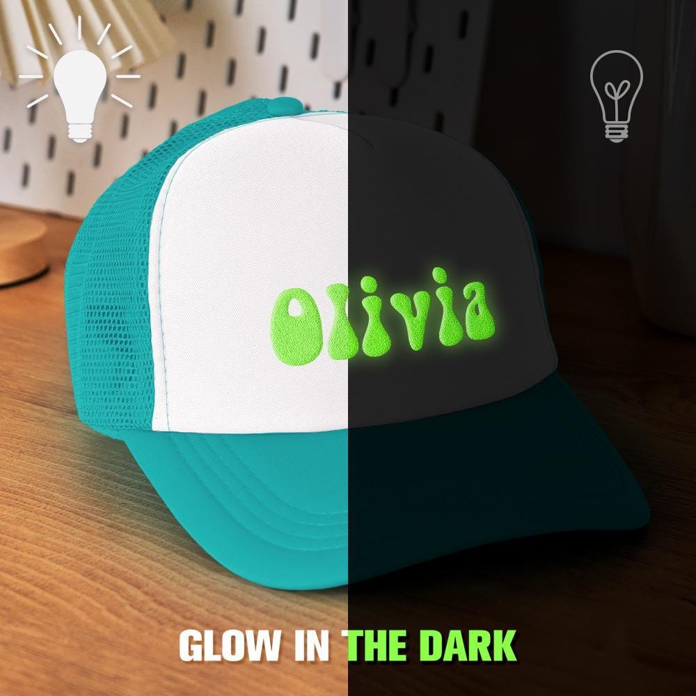 Custom Puff Print Trucker Hat - Personalized Glow-in-the-Dark Foam Caps for Adults, Ideal Back to School Gift & Accessories